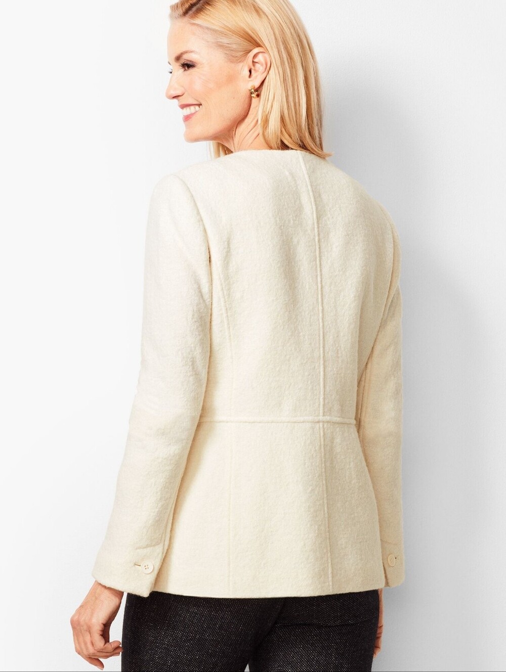 NWOT TALBOTS Feminine Boiled Wool Winter White Jacket | SZ 8P - Picture 3 of 14